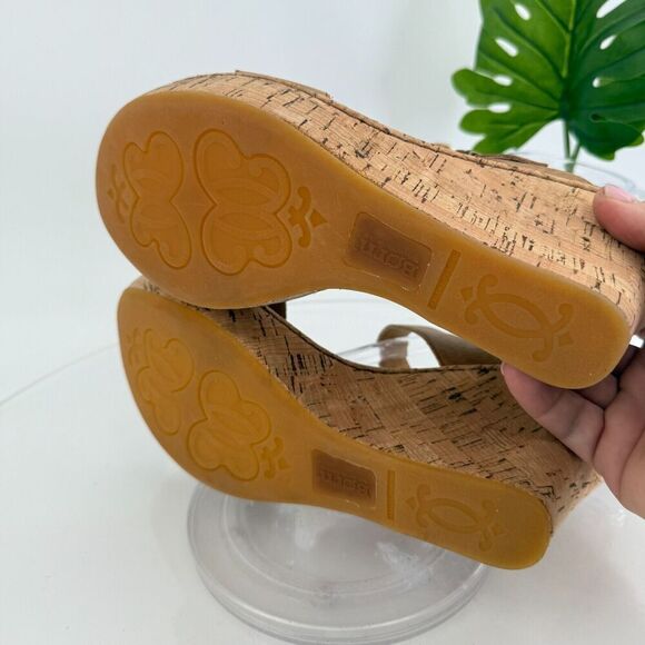 Born Lenore Platform Wedge Sandals Womens Size 10 M Brown Leather Buckle Shoes - Picture 13 of 15